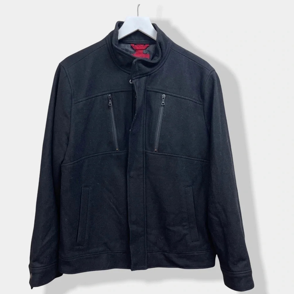 ALFANI Men's‎ Fitted Black Wool Coat